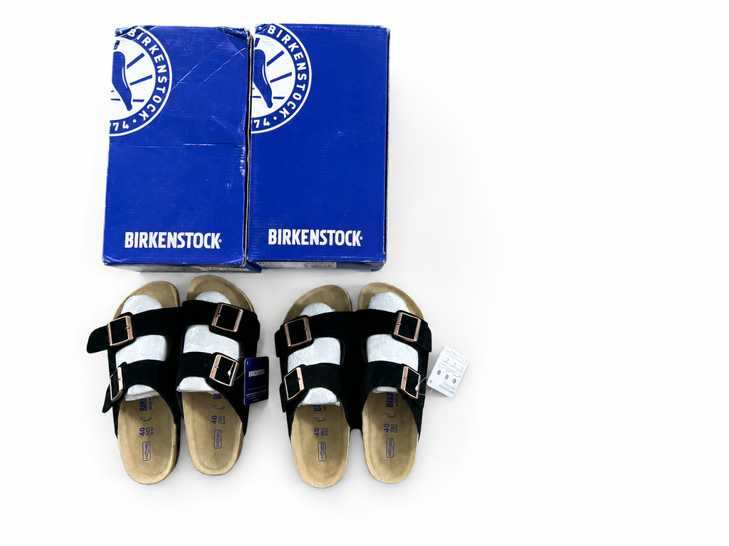 Womens Birkenstock Arizona Slide Sandal - Shimmering Black size 7 US